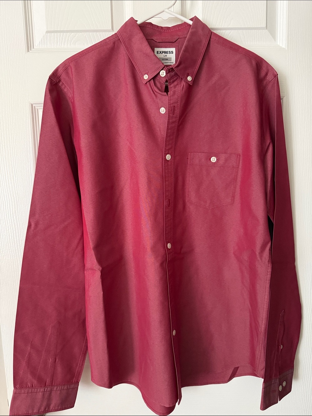 Express Men's Button-Down Shirt in Wine Red